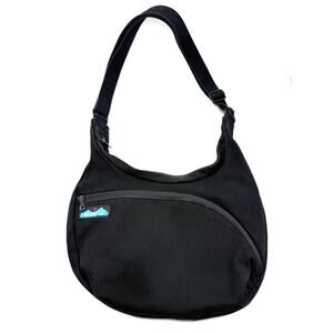 Kavu Sydney Satchel Crossbody Purse Black Cotton Canvas Shoulder Bag Adjustable